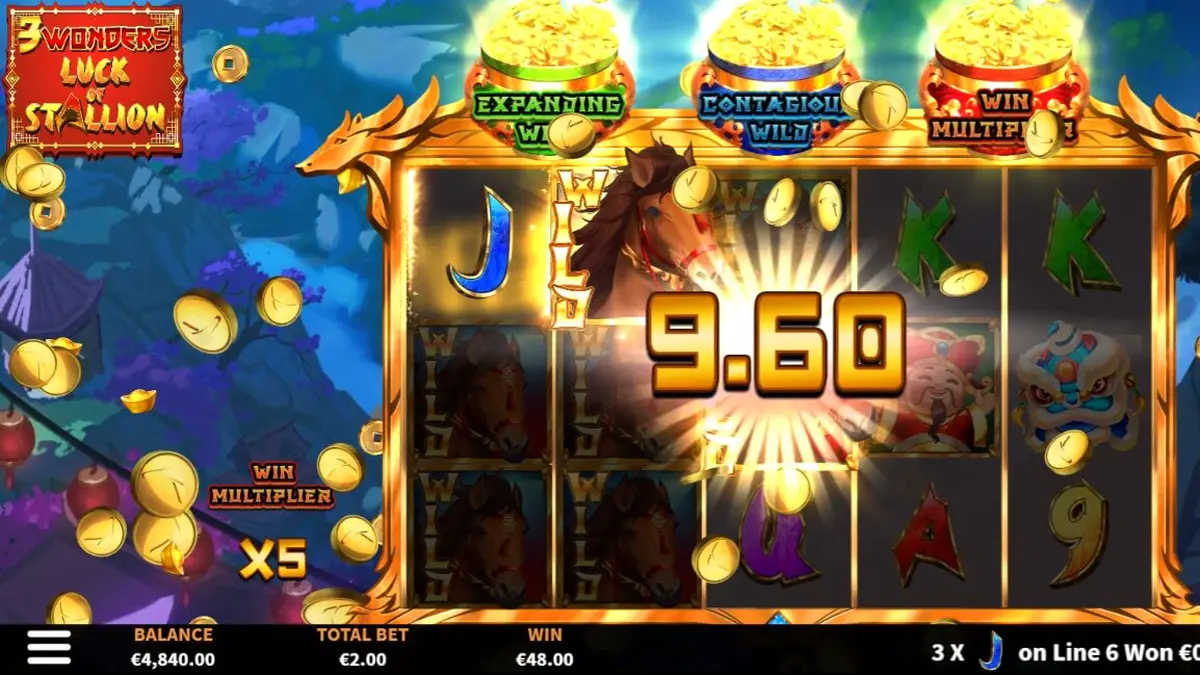 Interface vibrante do slot 3 Wonders Luck of Stallion com tema do Ano do Cavalo