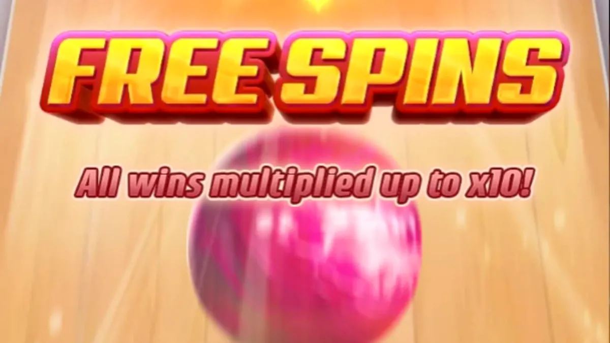 Neon bowling themed slot machine interface